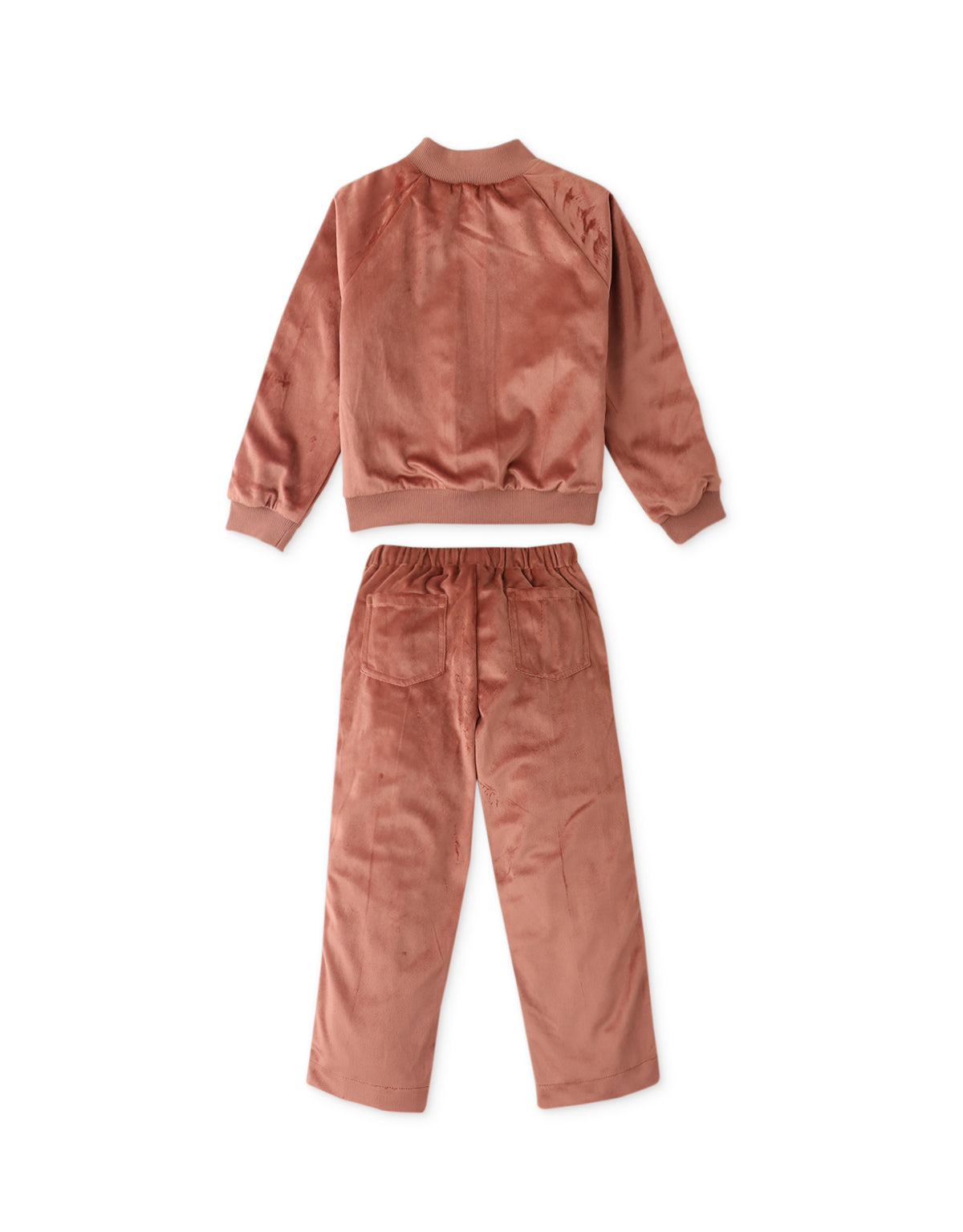 GIRLS VELOUR TRACKSUIT SET WITH SIDE TRIMS