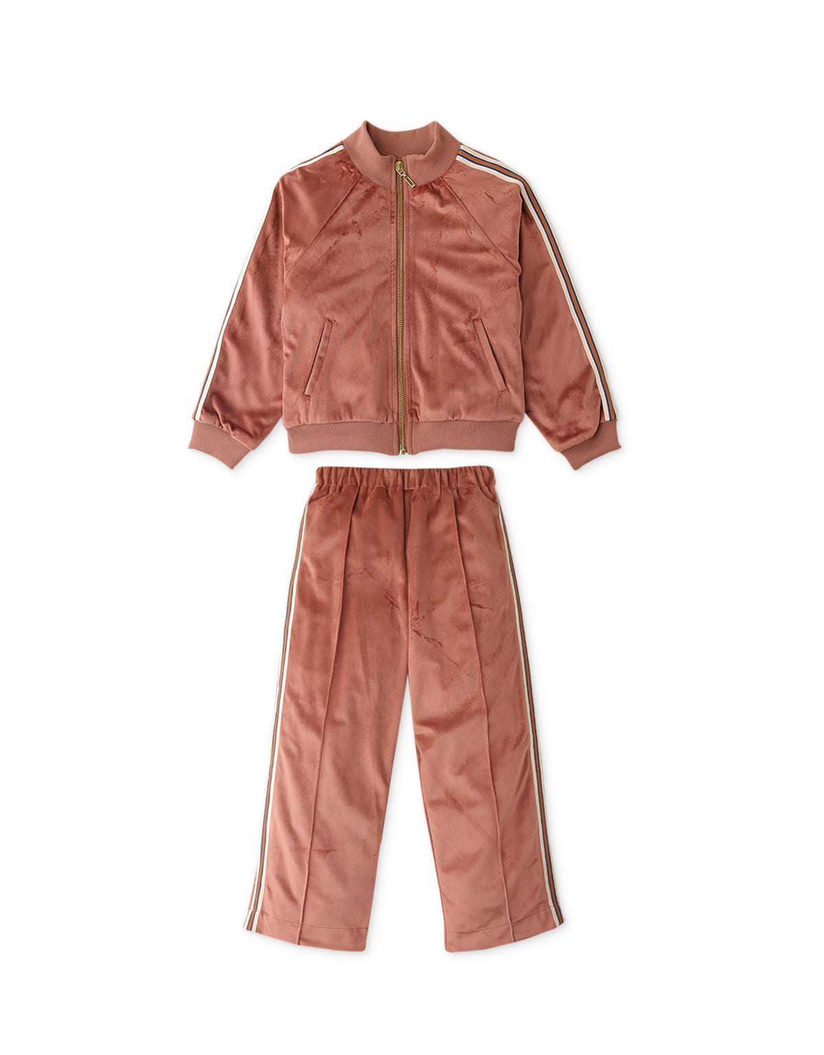 GIRLS VELOUR TRACKSUIT SET WITH SIDE TRIMS