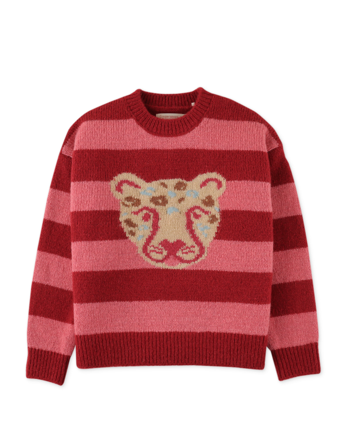 GIRLS INTARSIA LEOPARD PULLOVER