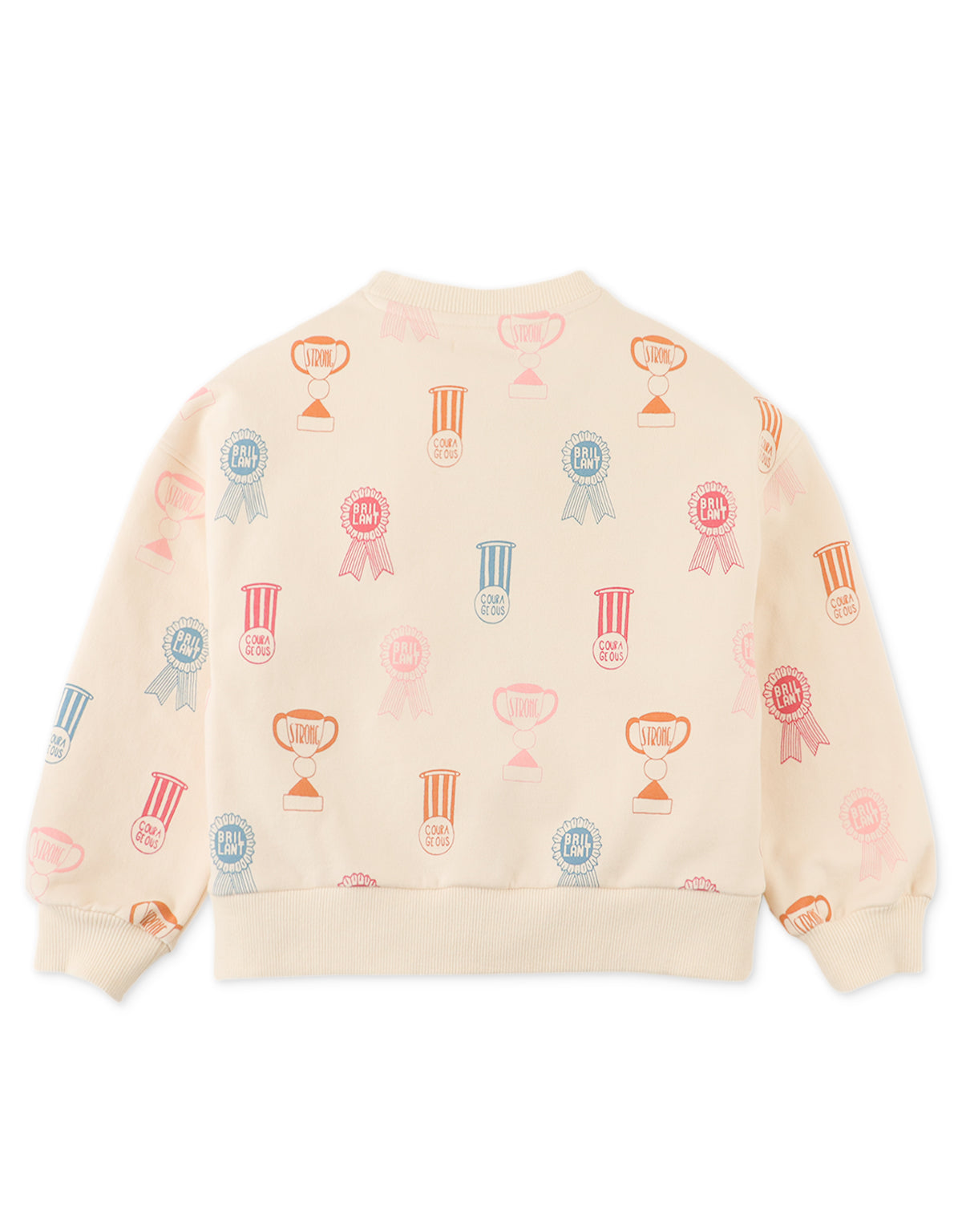 GIRLS PRINTED FLEECE PULLOVER WITH RIBBING COMBI