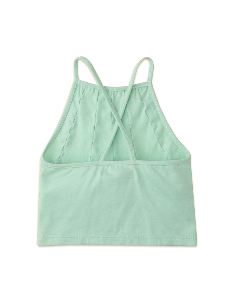 GIRLS RUFFLED RIBBED STRAPPY TANK TOP