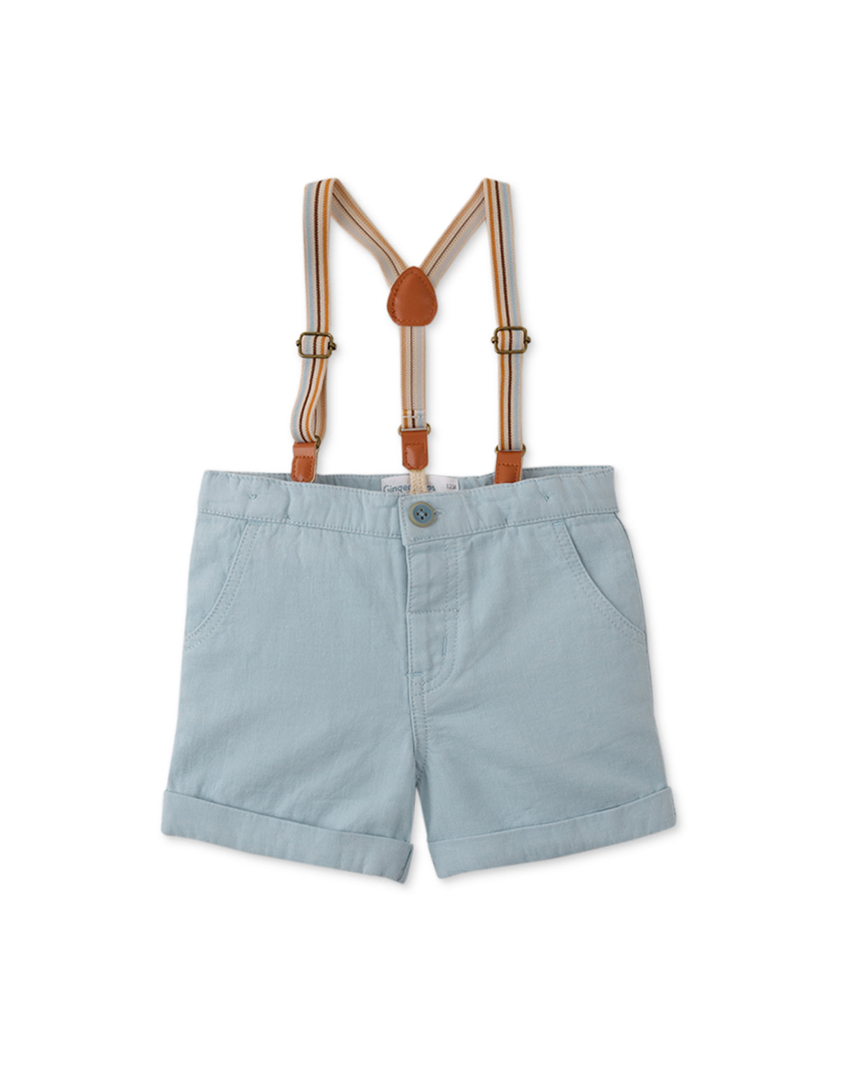 BABY BOYS FOLD-UP HEM SHORTS WITH SUSPENDERS