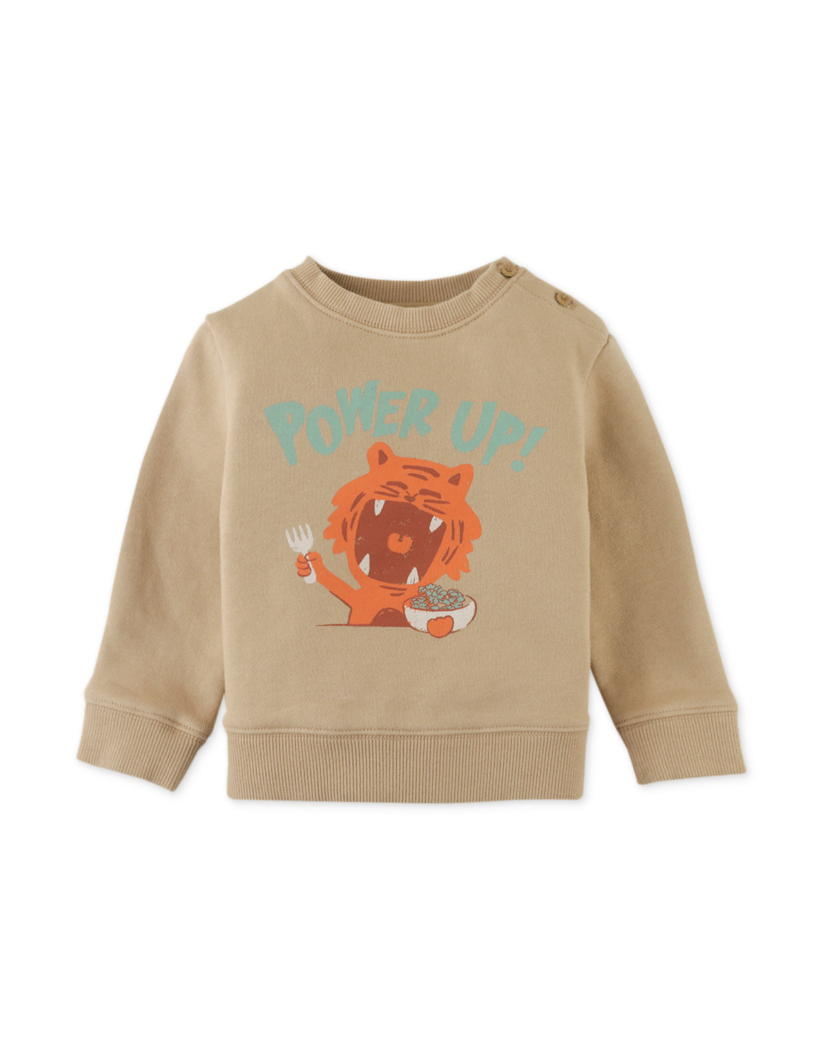 BABY BOYS POWER UP ! PRINT JERSEY FLEECE PULLOVER