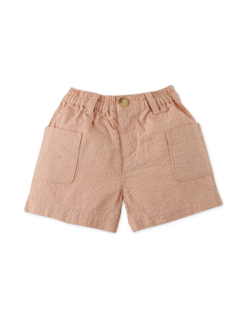 BABY BOYS SEERSUCKER PULL-ON SHORTS WITH PATCH POCKET