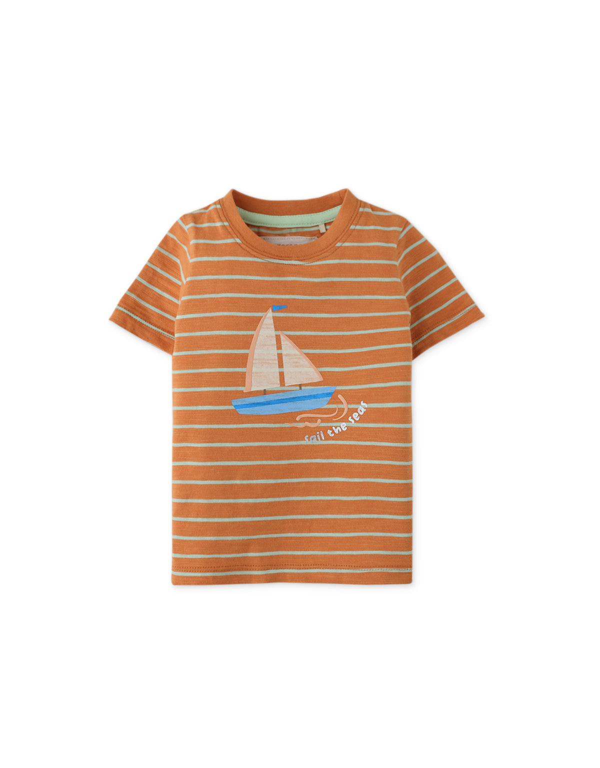 BABY BOYS SAIL BOAT GRAPHIC STRIPES TEE