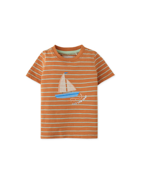 BABY BOYS SAIL BOAT GRAPHIC STRIPES TEE