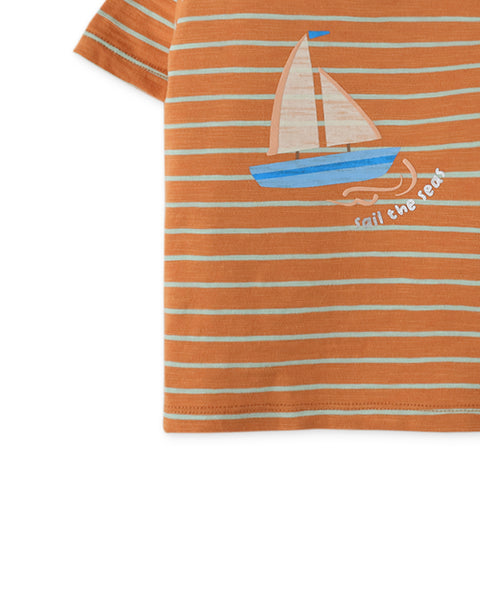 BABY BOYS SAIL BOAT GRAPHIC STRIPES TEE