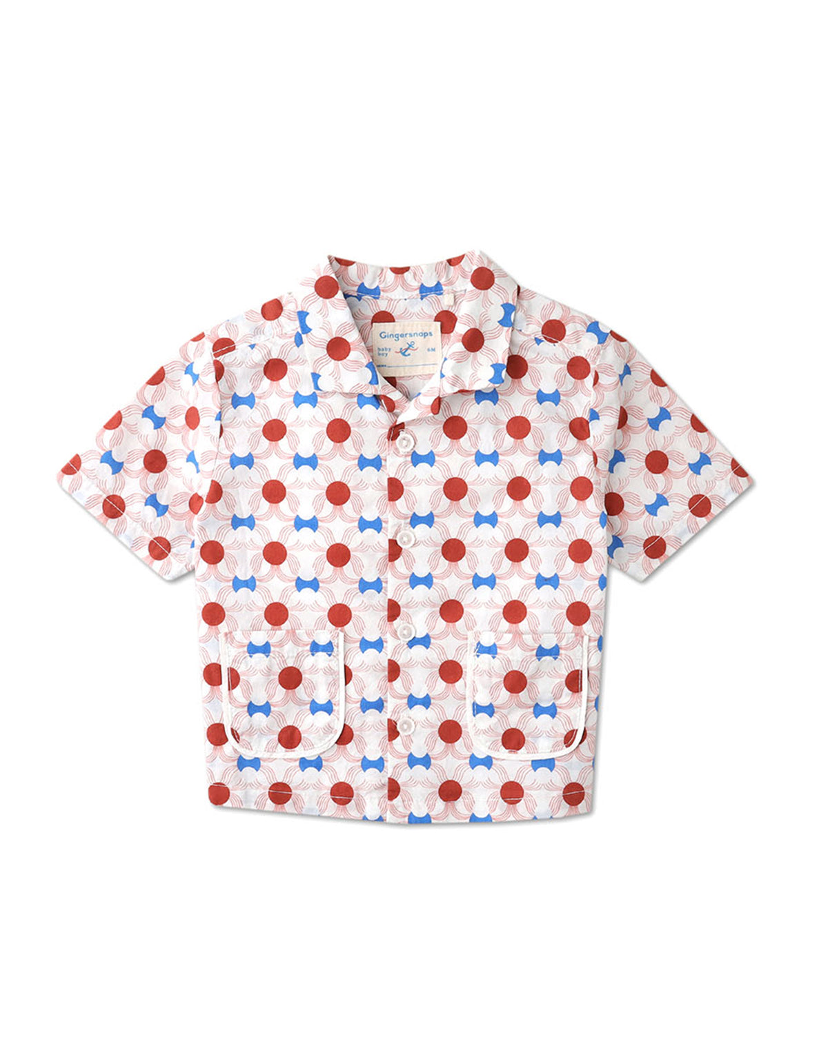 BABY BOYS TILE PRINT SHIRT WITH POCKETS