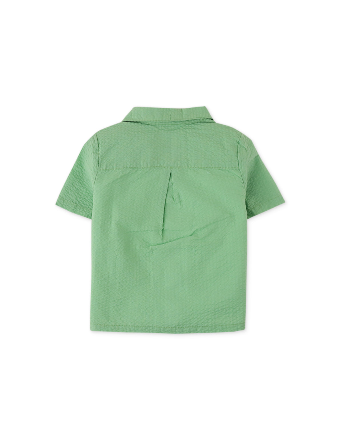 BABY BOYS SEERSUCKER SHORT SLEEVES SHIRT WITH CROCHET ON POCKETS