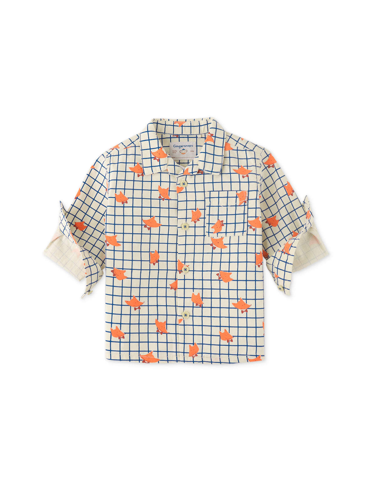 BABY BOYS FOX GRID PRINT SHIRT