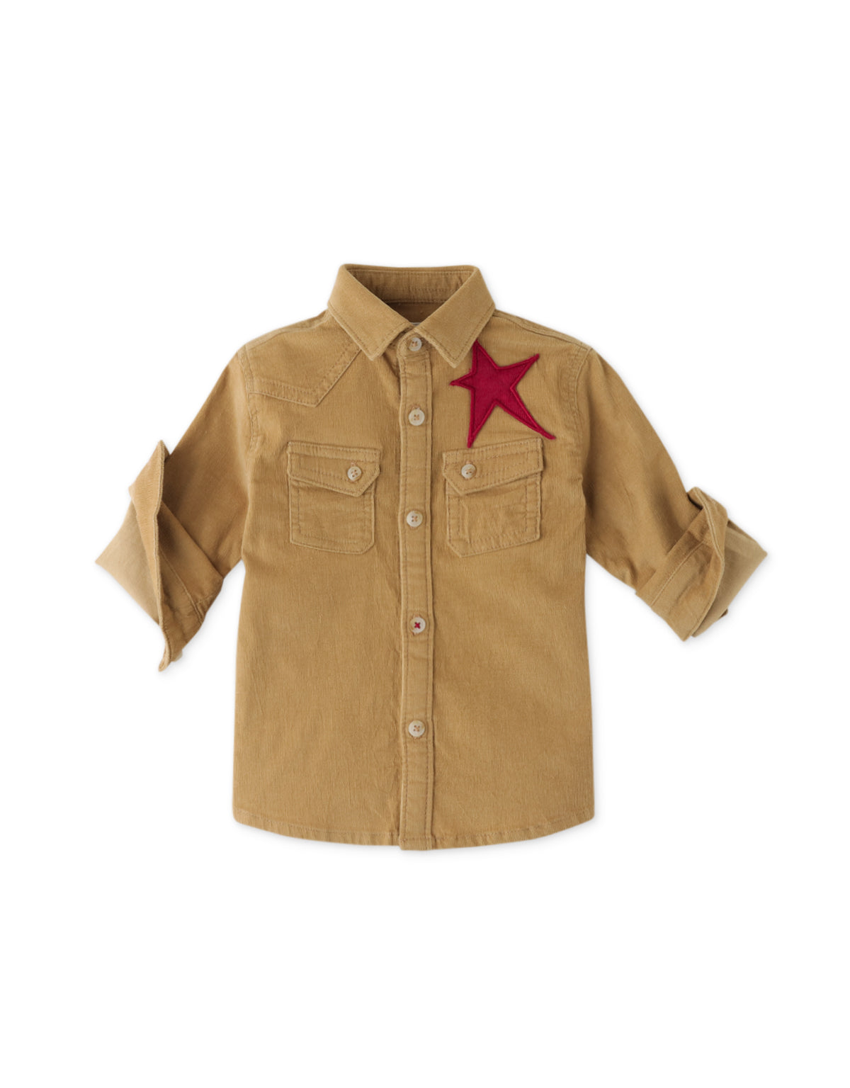 BABY BOYS STAR PATCH FINE CORD SHIRT