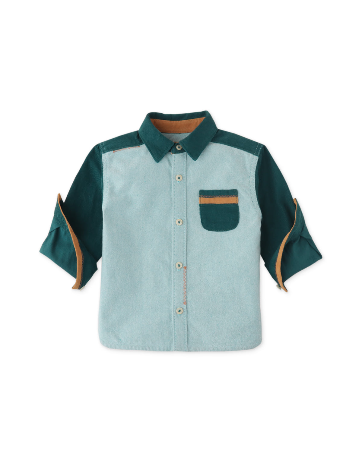 BABY BOYS COLOR BLOCK WITH FOX HEAD EMBRO SHIRT