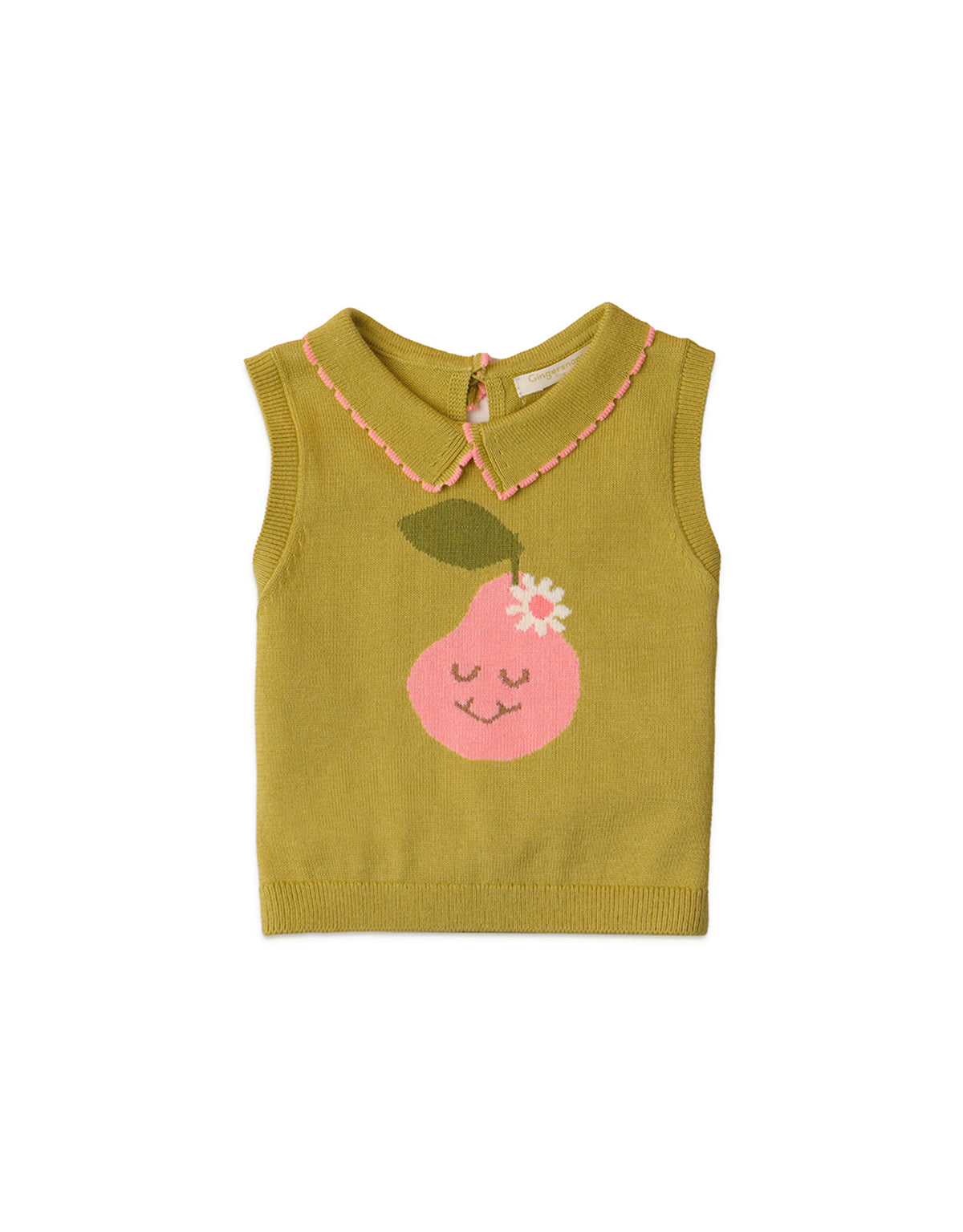 BABY GIRLS PEAR INTARSIA TOP WITH EMBROIDERY DETAILS