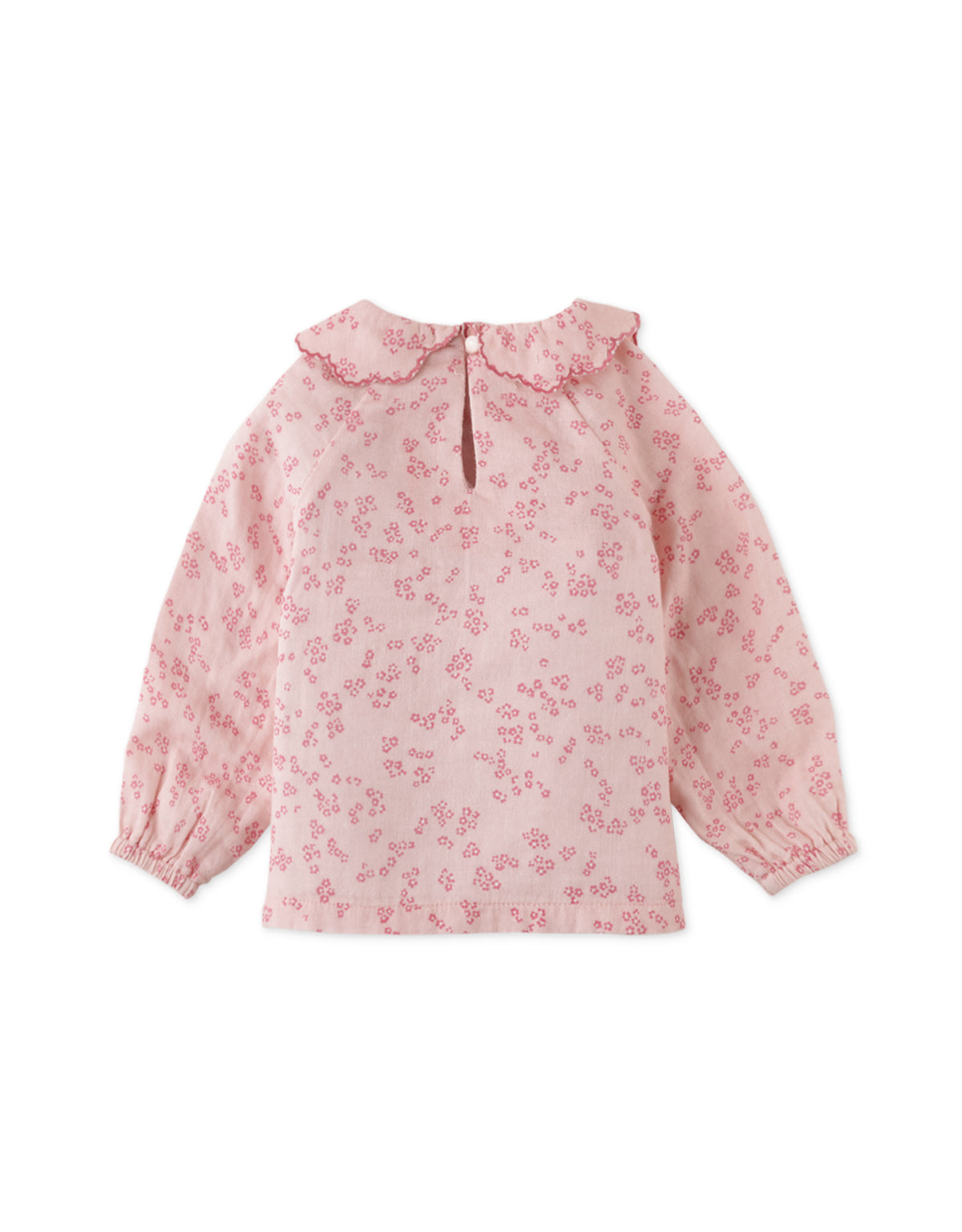 BABY GIRLS DITSY FLORAL PRINT BLOUSE WITH EMBROIDERY ON COLLAR