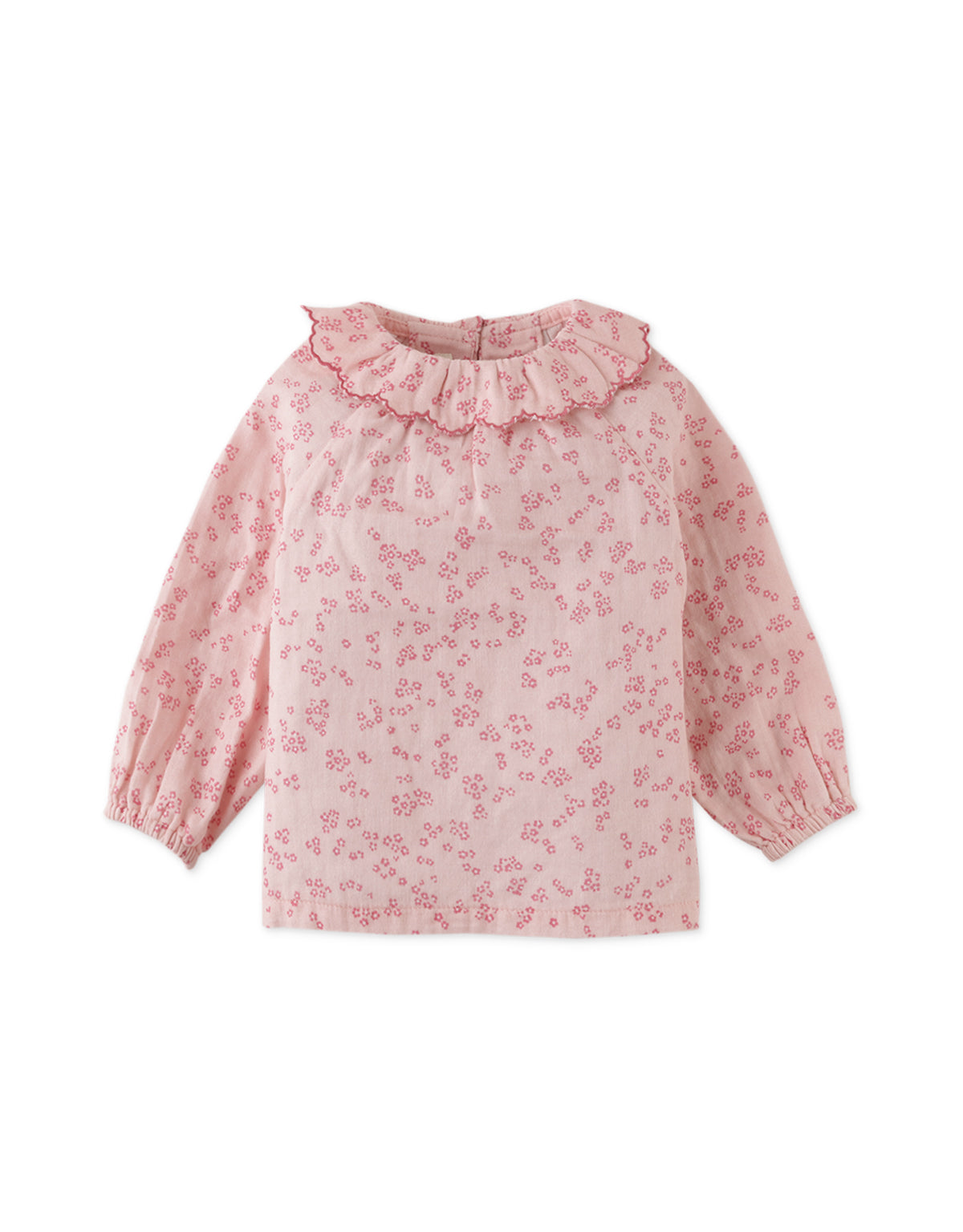 BABY GIRLS DITSY FLORAL PRINT BLOUSE WITH EMBROIDERY ON COLLAR