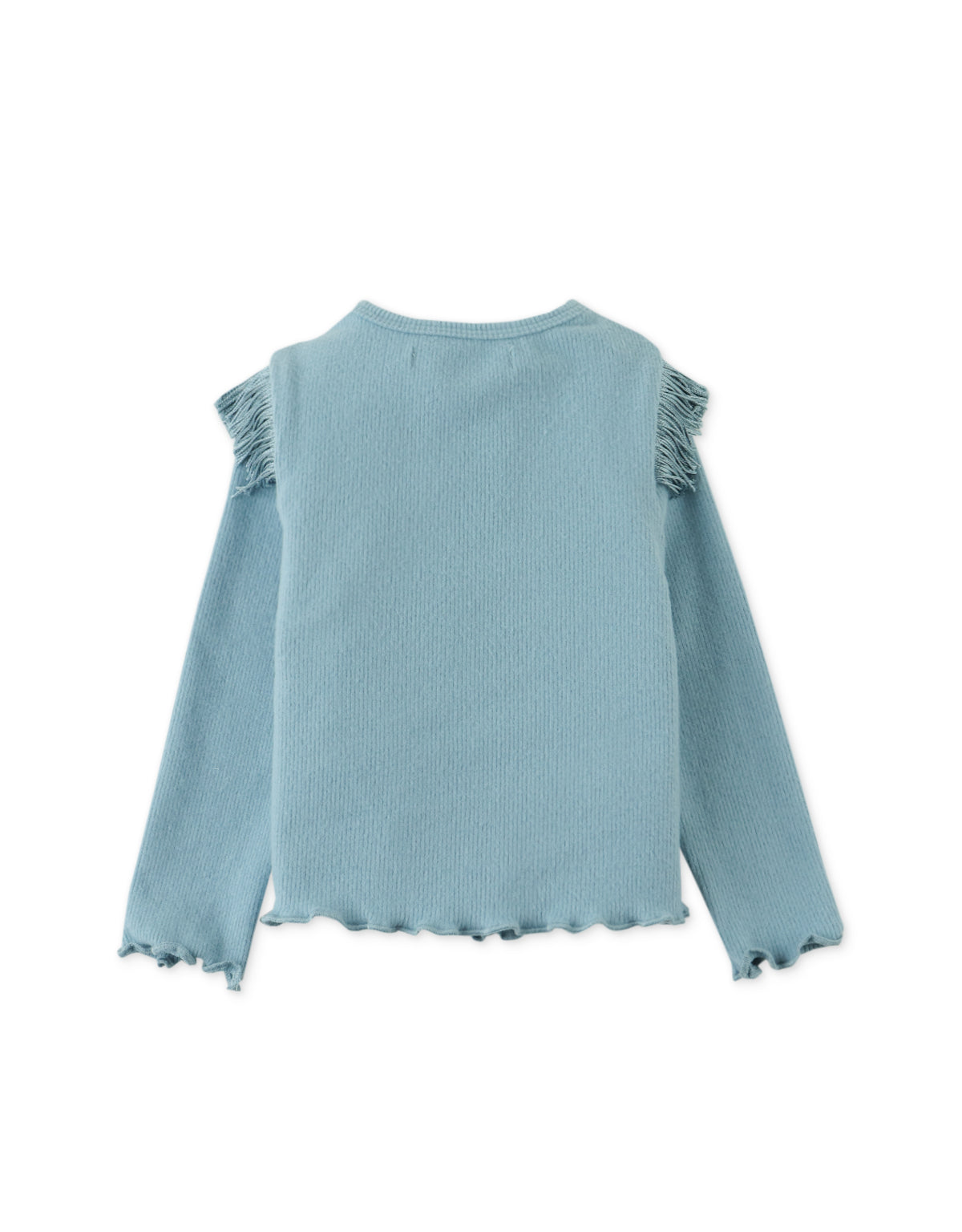 BABY GIRLS RIBBED TOP WITH FRINGE DETAILS AND LETTUCE HEM