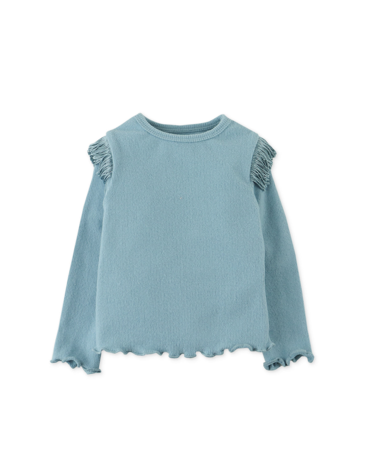 BABY GIRLS RIBBED TOP WITH FRINGE DETAILS AND LETTUCE HEM