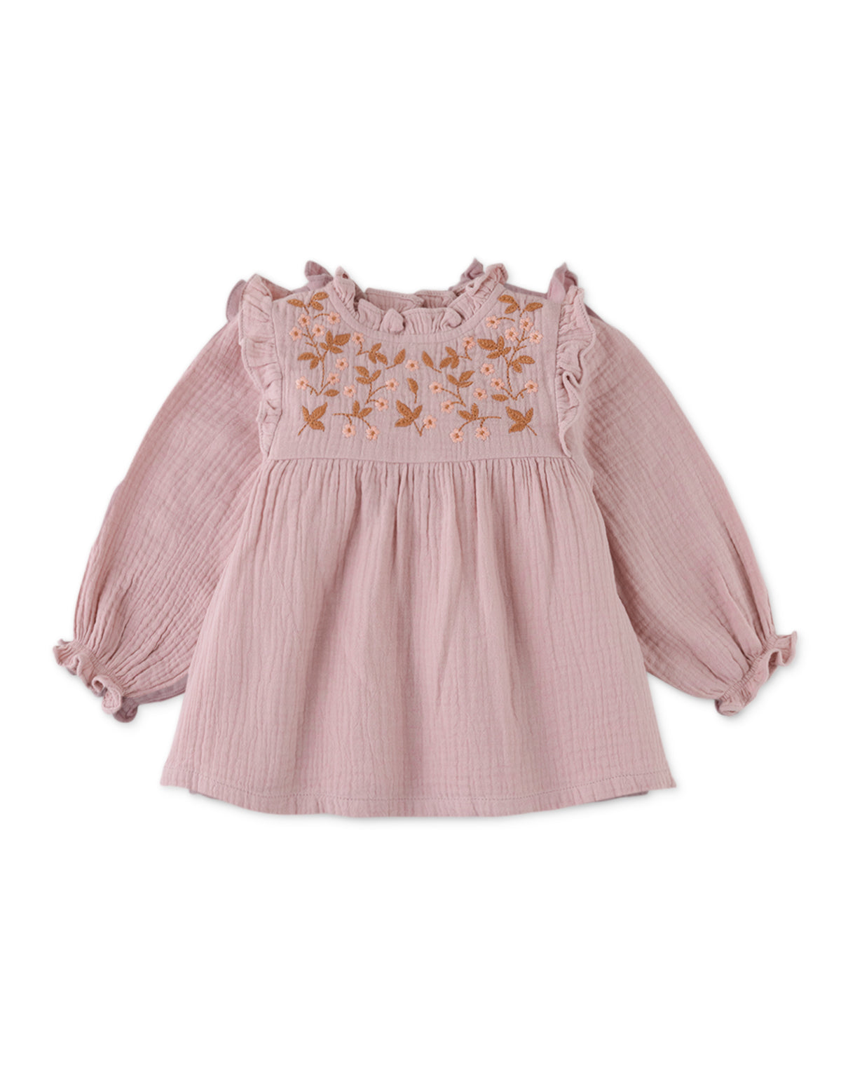 BABY GIRLS BLOUSE WITH RUFFLES AND EMBROIDERY DETAILS