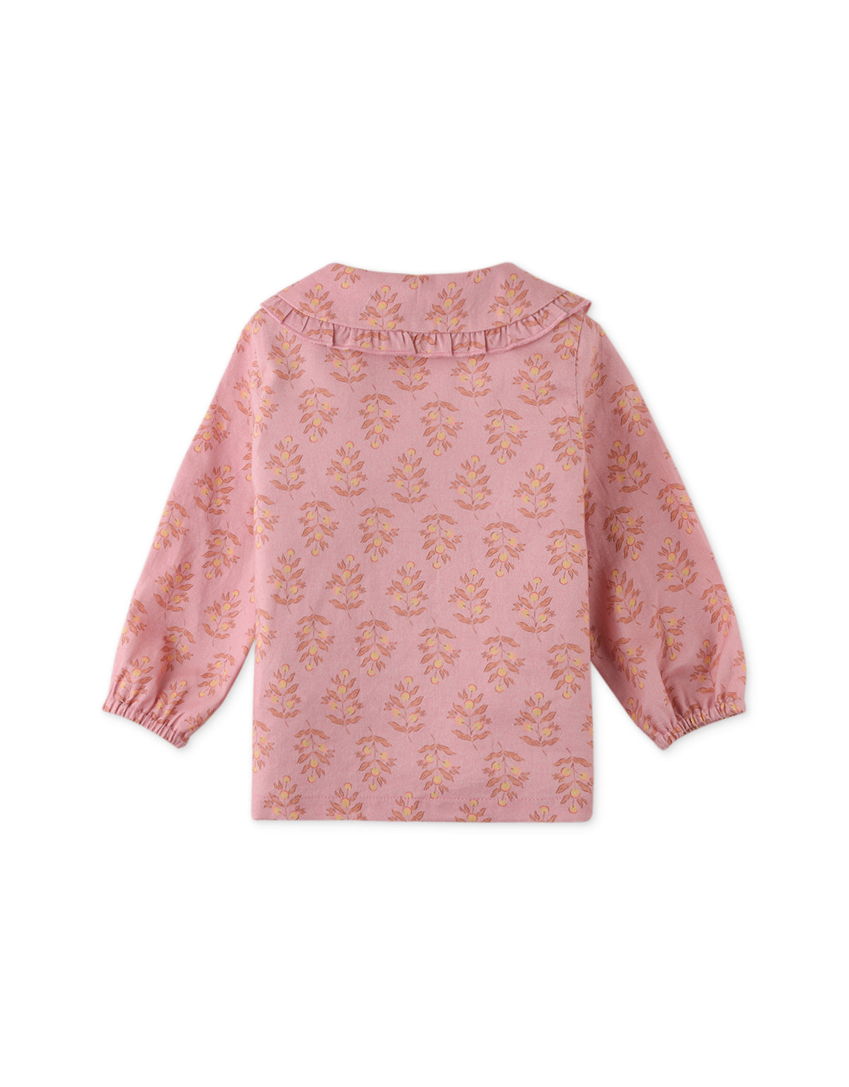 BABY GIRLS FLORAL PRINT BLOUSE WITH EMBROIDERY RUFFLES ON COLLAR