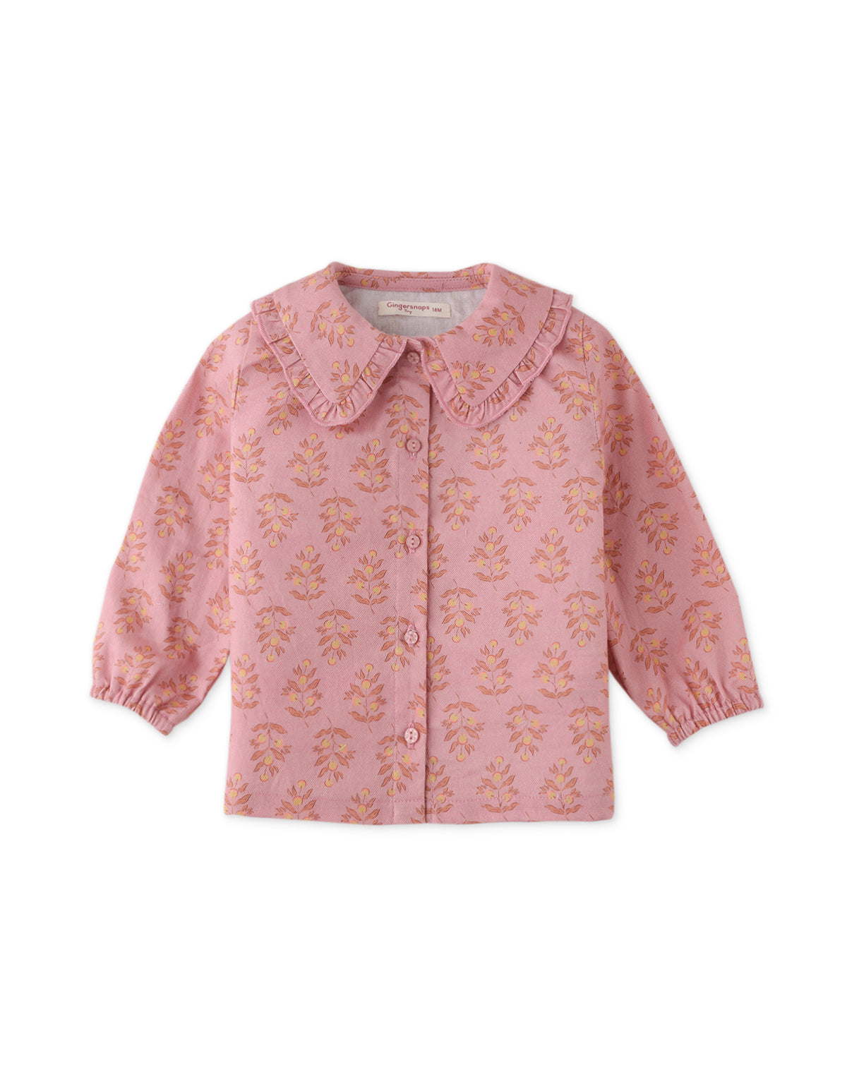 BABY GIRLS FLORAL PRINT BLOUSE WITH EMBROIDERY RUFFLES ON COLLAR