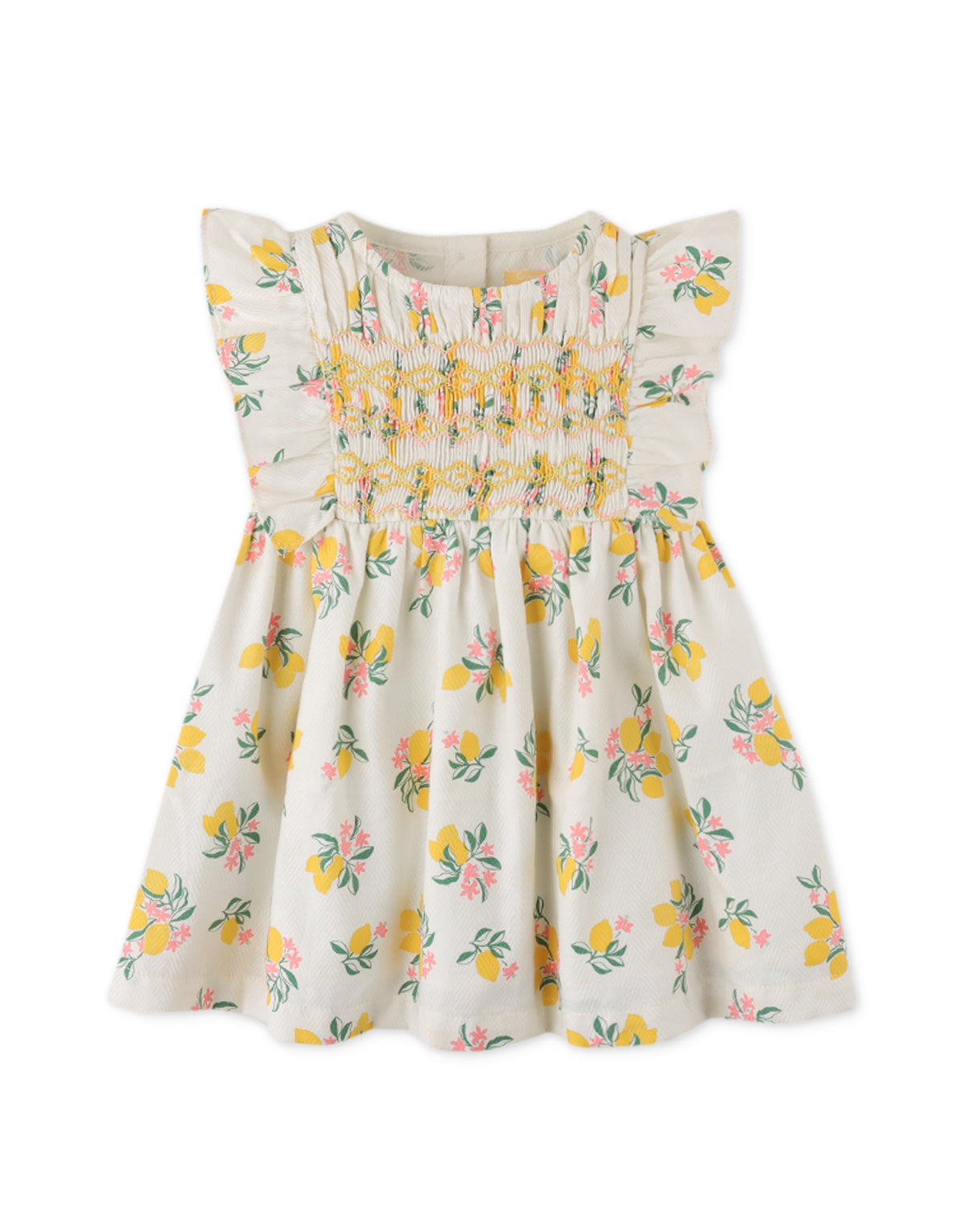 BABY GIRLS LEMON PRINTED SMOCKED DRESS