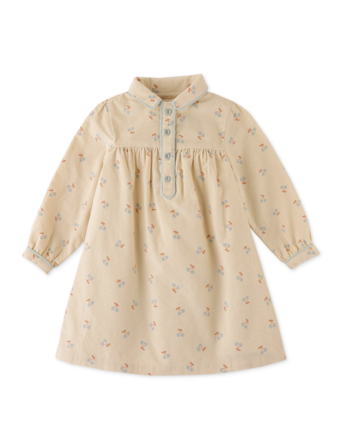 BABY GIRLS PRINTED FINE WALE CORD DRESS WITH COLLAR