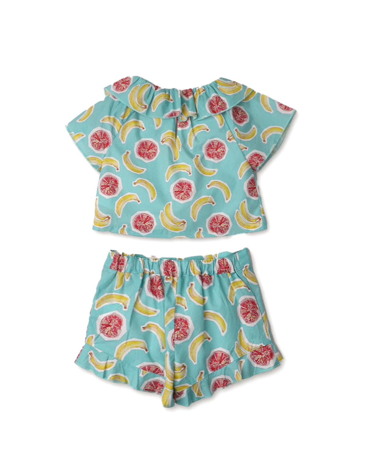 BABY GIRLS BANANA AND POMEGRANATE PRINTED SHORTS SET