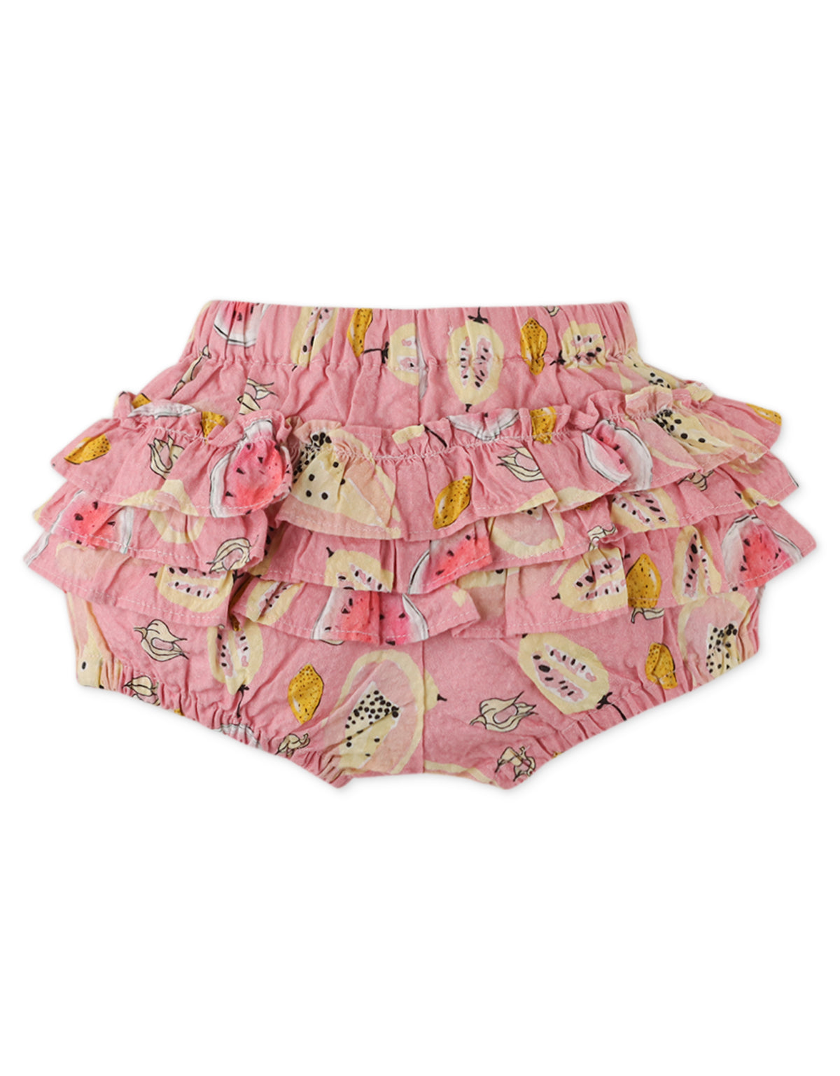 BABY GIRLS FRUITY PRINT RUFFLE BLOOMER WITH TIES