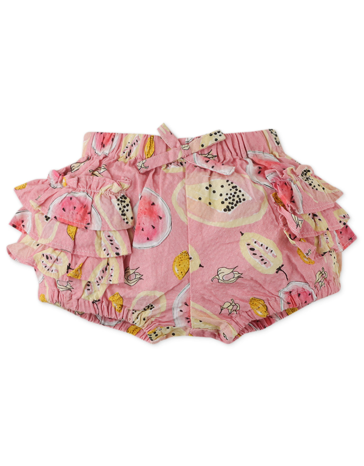 BABY GIRLS FRUITY PRINT RUFFLE BLOOMER WITH TIES