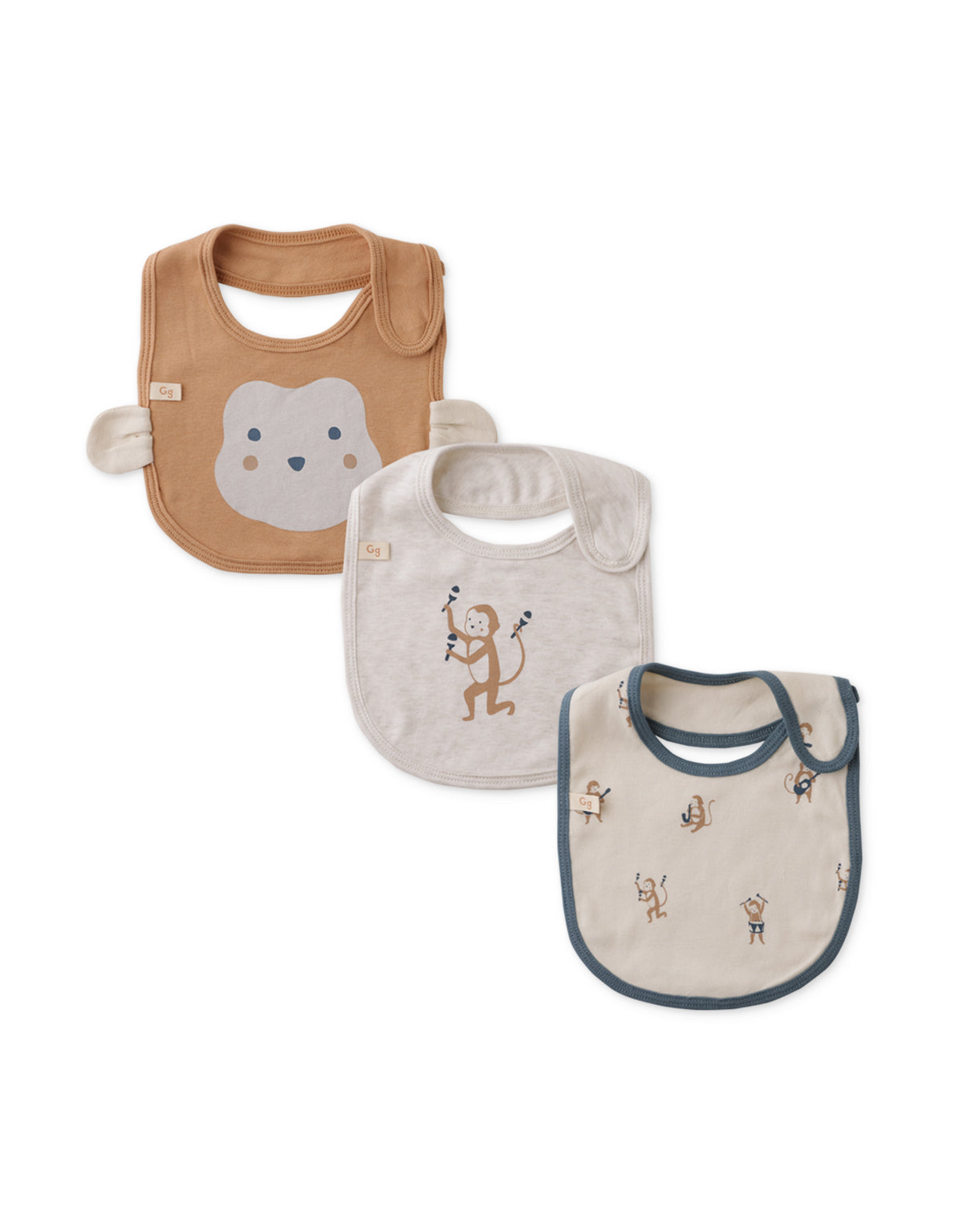 3-PC MONKEY BIB SET