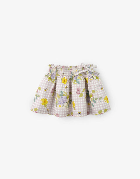 BABY GIRLS PAPER BAG GINGHAM SKIRT WITH FLOWERS PRINT - gingersnaps | Shop Kids & Children's clothing online at gingersnaps.com.ph
