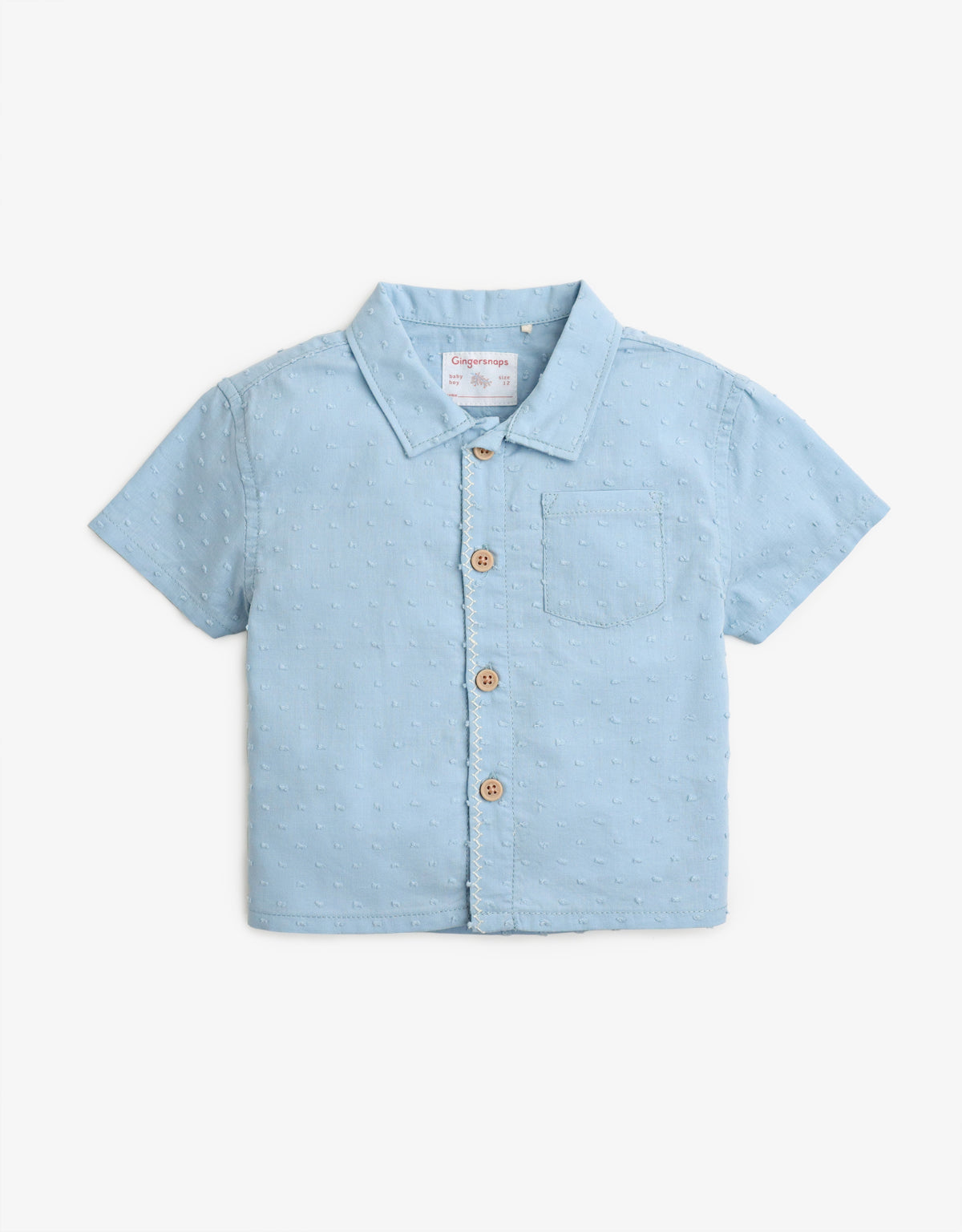 BABY BOYS FUZZY DOTS SHORTSLEEVES SHIRT