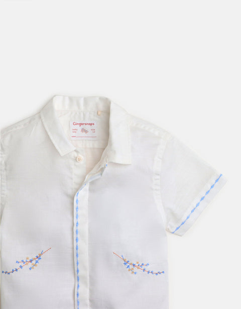 BABY BOYS BRANCHES EMBROIDERED SHIRT