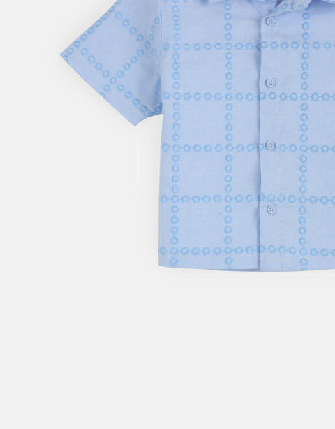 BABY BOYS GRID EMBROIDERED SHIRT - gingersnaps | Shop Kids & Children's clothing online at gingersnaps.com.ph