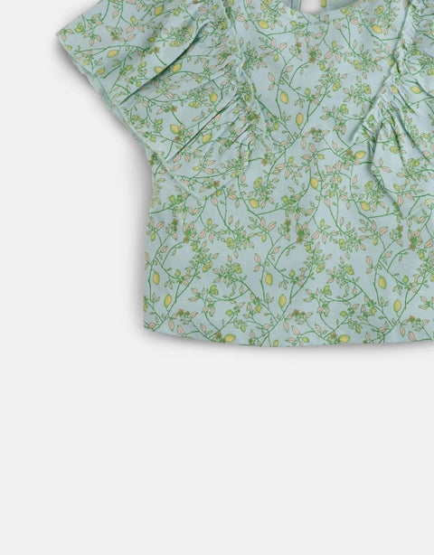 BABY GIRLS PRINTED TOP WITH RUFFLE SLEEVES - gingersnaps | Shop Kids & Children's clothing online at gingersnaps.com.ph