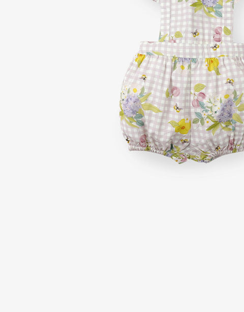 BABY GIRLS RUFFLED GINGHAM ROMPER WITH FLOWERS PRINT - gingersnaps | Shop Kids & Children's clothing online at gingersnaps.com.ph