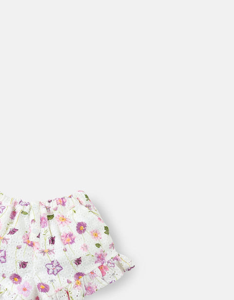 BABY GIRLS FLORAL EYELET SHORTS WITH FLOWER PRINTS - gingersnaps | Shop Kids & Children's clothing online at gingersnaps.com.ph