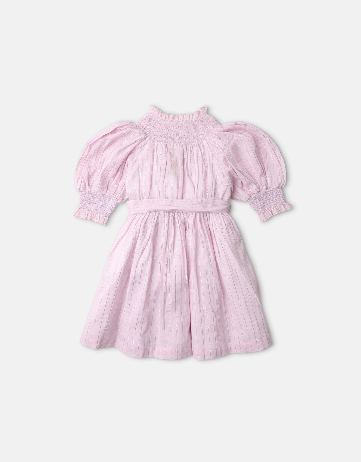 GIRLS CRUMPLED LUREX SMOCKED NECKLINE DRESS - gingersnaps | Shop Kids & Children's clothing online at gingersnaps.com.ph