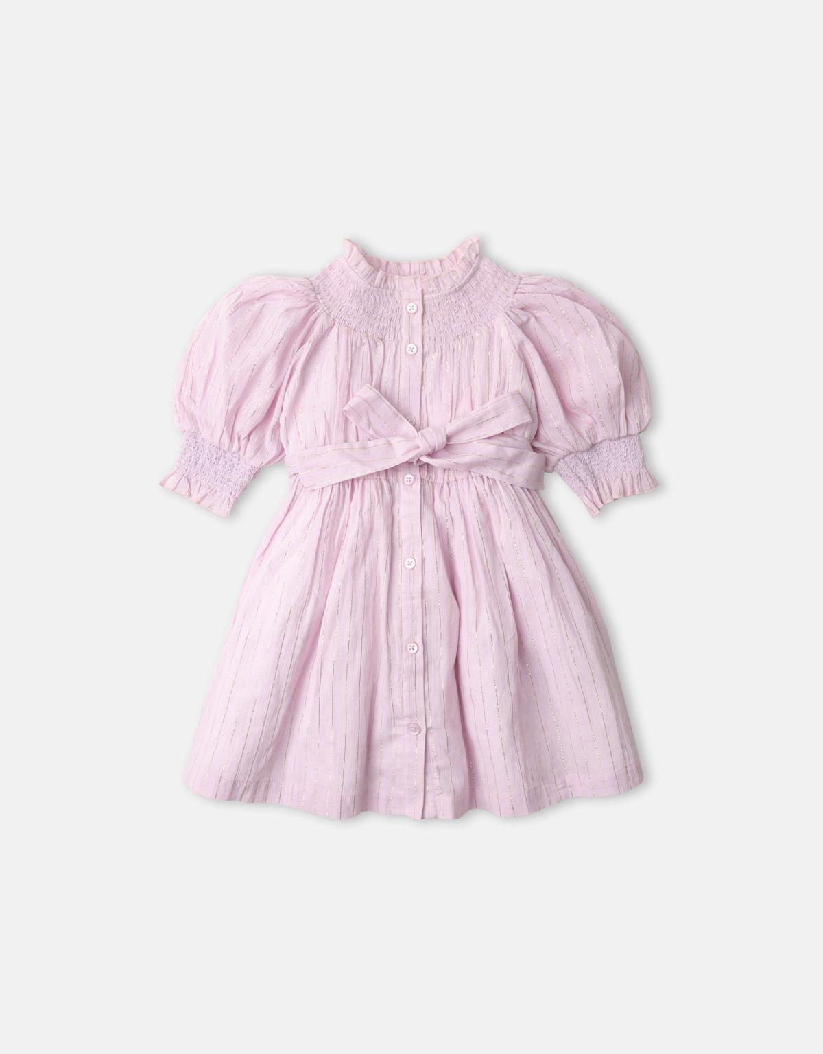 GIRLS CRUMPLED LUREX SMOCKED NECKLINE DRESS - gingersnaps | Shop Kids & Children's clothing online at gingersnaps.com.ph