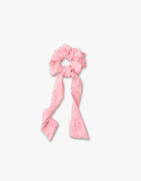 GIRLS BRODERIE ANGLAISE BOW SCRUNCHIE