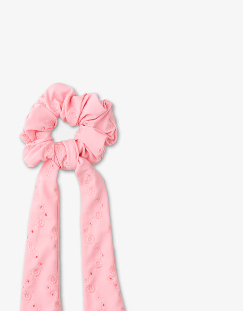 GIRLS BRODERIE ANGLAISE BOW SCRUNCHIE