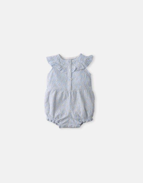 BABY GIRLS FLORAL EYELET ROMPER WITH RUFFLES - gingersnaps | Shop Kids & Children's clothing online at gingersnaps.com.ph