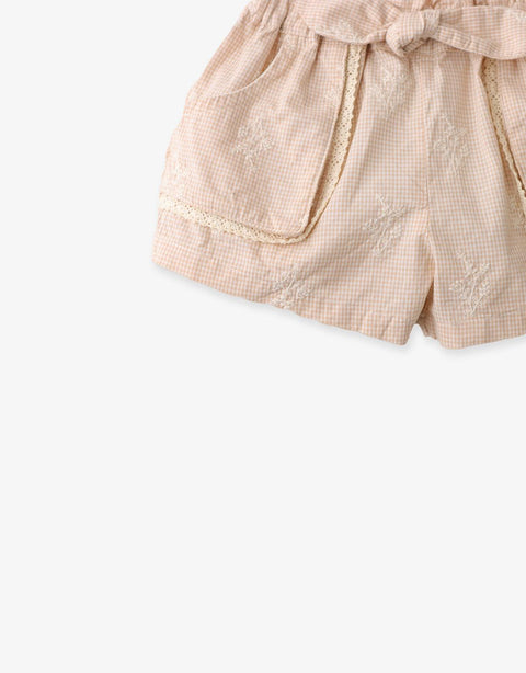 BABY GIRLS EMBROIDERED GINGHAM PAPER BAG SHORTS - gingersnaps | Shop Kids & Children's clothing online at gingersnaps.com.ph