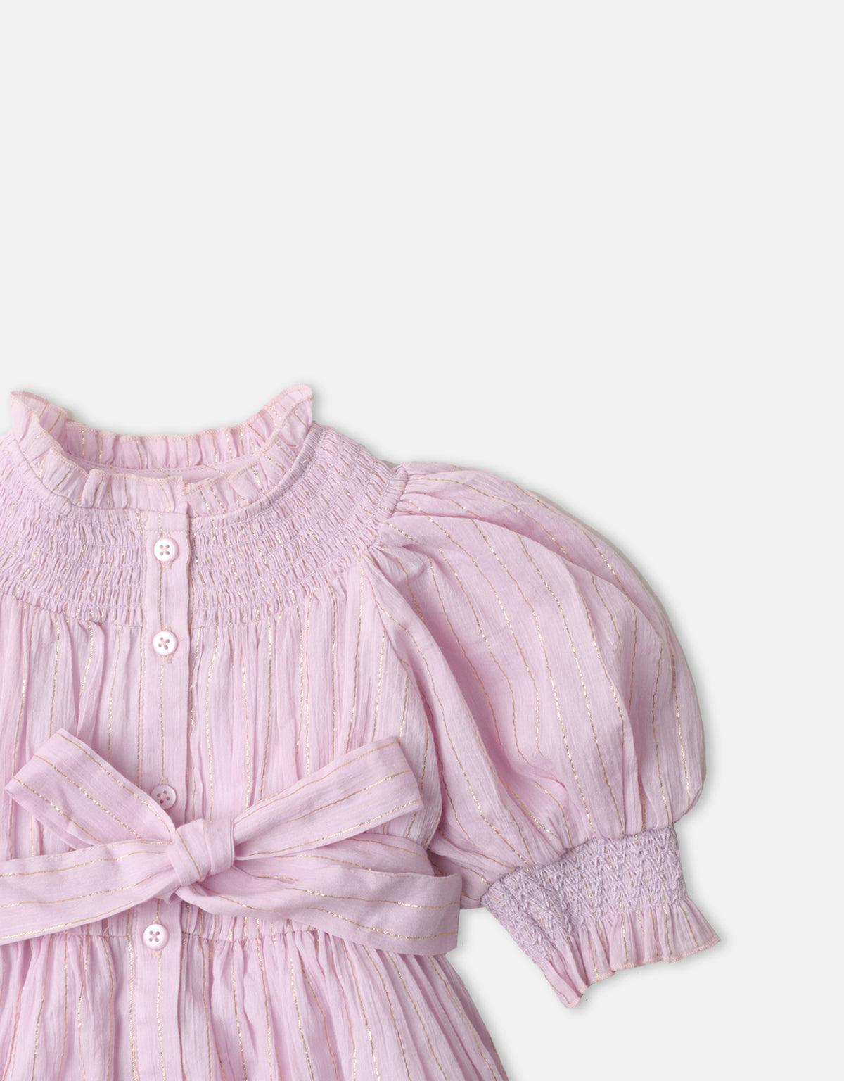 GIRLS CRUMPLED LUREX SMOCKED NECKLINE DRESS - gingersnaps | Shop Kids & Children's clothing online at gingersnaps.com.ph