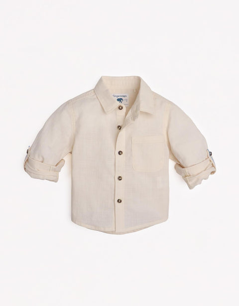BABY BOYS CRUMPLED COTTON WOVEN LONG SLEEVES SHIRT - gingersnaps | Shop Kids & Children's clothing online at gingersnaps.com.ph