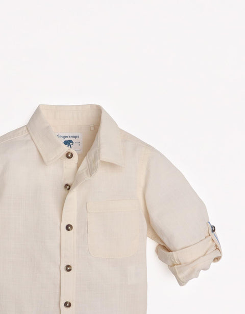 BABY BOYS CRUMPLED COTTON WOVEN LONG SLEEVES SHIRT - gingersnaps | Shop Kids & Children's clothing online at gingersnaps.com.ph