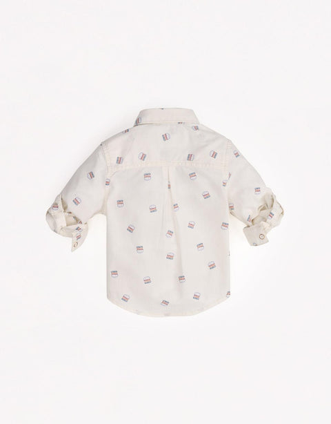 BABY BOYS DOODLE BURGER LONG SLEEVES WOVEN SHIRT - gingersnaps | Shop Kids & Children's clothing online at gingersnaps.com.ph