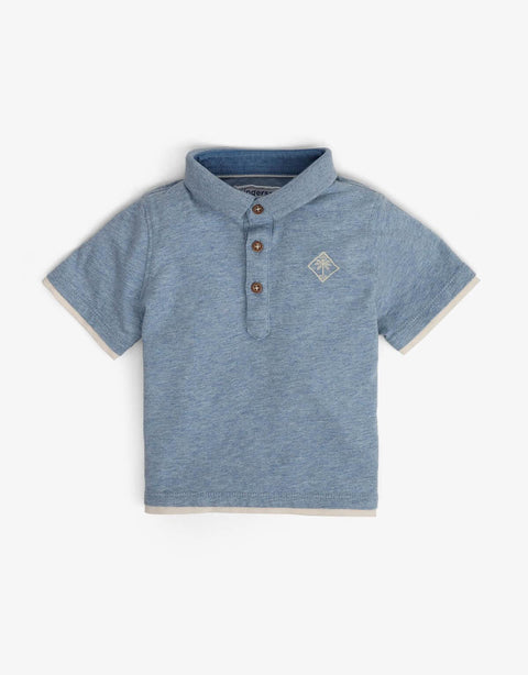 BABY BOYS DOUBLE HEM POLO WITH BACK PRINT - gingersnaps | Shop Kids & Children's clothing online at gingersnaps.com.ph