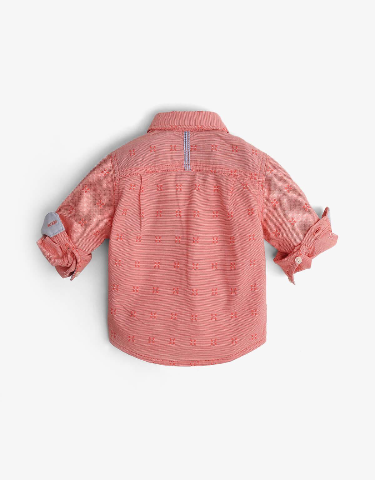 BABY BOYS FLOWER DOBBY LONG SLEEVES SHIRT