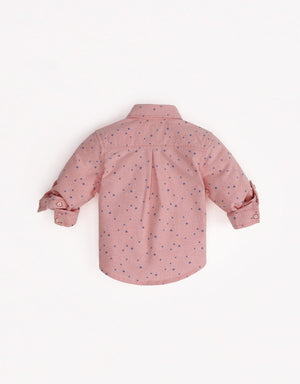 BABY BOYS STAR PRINT LOOSE LONG SLEEVES WOVENSHIRT - gingersnaps | Shop Kids & Children's clothing online at gingersnaps.com.ph, pink polo, pink shirt, star printed long sleeves, loose long sleeves, loose long sleeves for baby boys, pink loose long sleeves, woven shirt, pink woven shirt, baby boys pink loose long sleeves, star print loose long sleeves